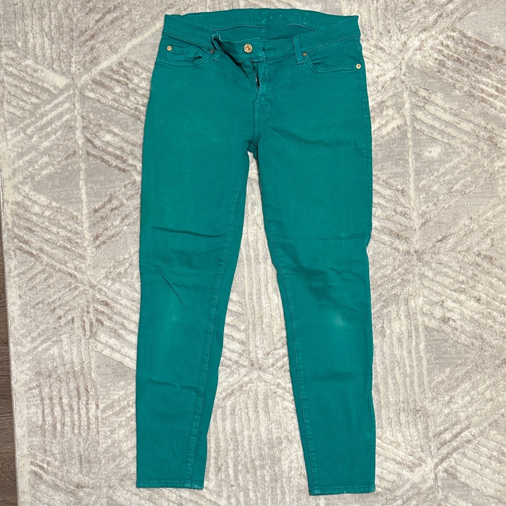 7 For All Mankind Teal Skinny Jeans
